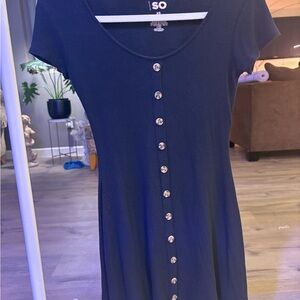 SO Black Faux-Button-Down Dress